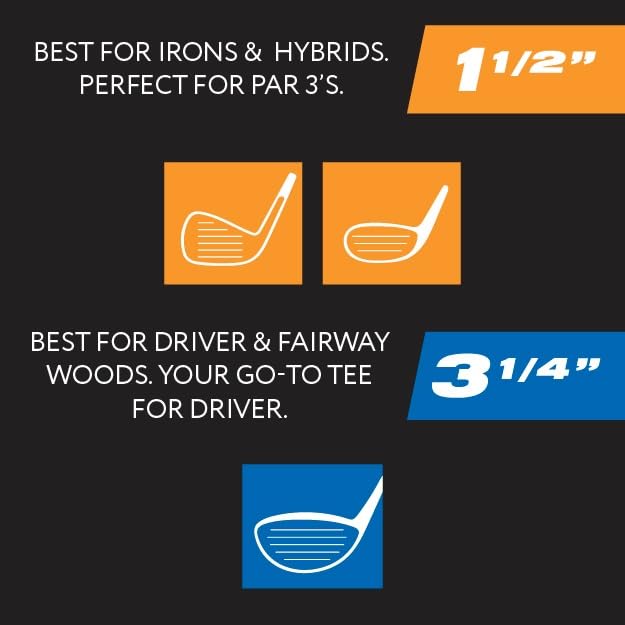 PrideSports PTS Plastic Golf Tees | Combo 50 Pack - 40 3-1/4” and 10 1-1/2” | #1 Plastic Tee on Tour | The Perfect Tee for Any Hole
