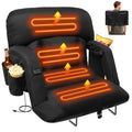 DEKEMASTER 23-Inch Heated Stadium Seat with Back Support, Sofa-Style Comfort Black 1pcs