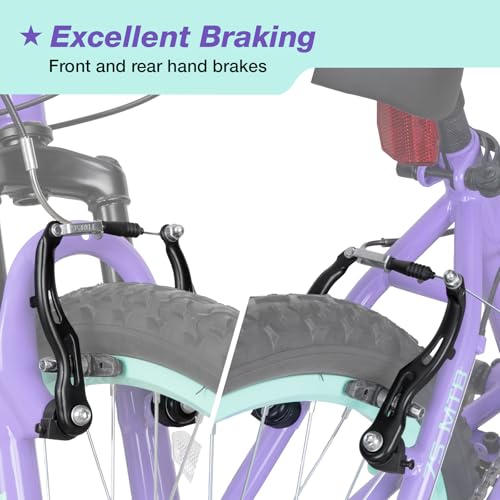 WEIZE 24 Inch Purple Girls Mountain Bike for Kids 8-14 Years