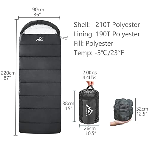 Mantuole Black Envelope-Style Heated Sleeping Bag 5pcs USB Power Support, Portable Camping Bed