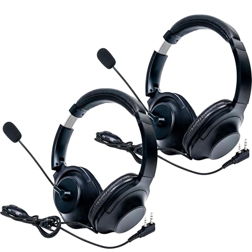 SAMCOM 2-Pack Foldable Overhead Walkie Talkie Headsets with Boom Mic for FPCN10A/30A, Compatible with BF-888S, UV5R Radios