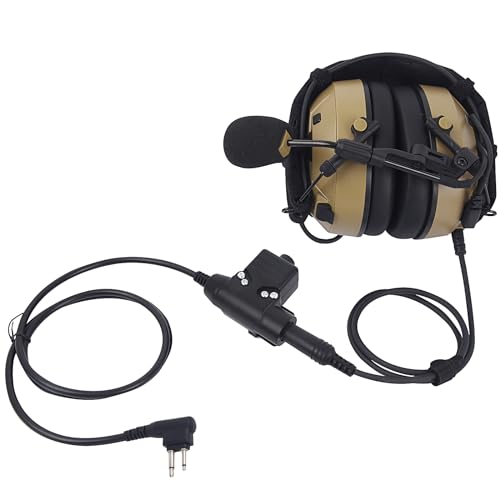 Noise Cancelling Military Tactical Headphones with U94 PTT Mic for Airsoft & Outdoor Use