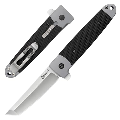 Razor-Sharp Folding Knife with Tanto Blade, Locking Spring Leaf Lock, Griv-Ex Handle