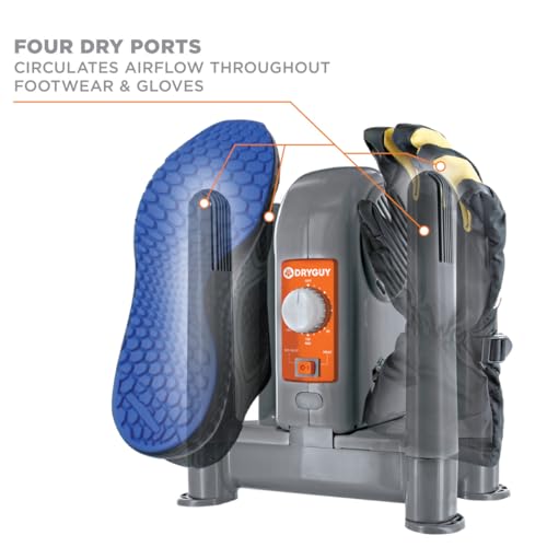DryGuy Shoe, Boot & Gear Electric Dryer 4 Ports with Heat + Fan - Fast 1-3hr Drying