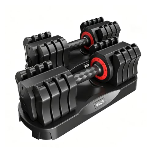 VEICK 25 lb Adjustable Dumbbell Set with 2 Handles, 5-25 lb per Dumbbell, Home Gym Equipment