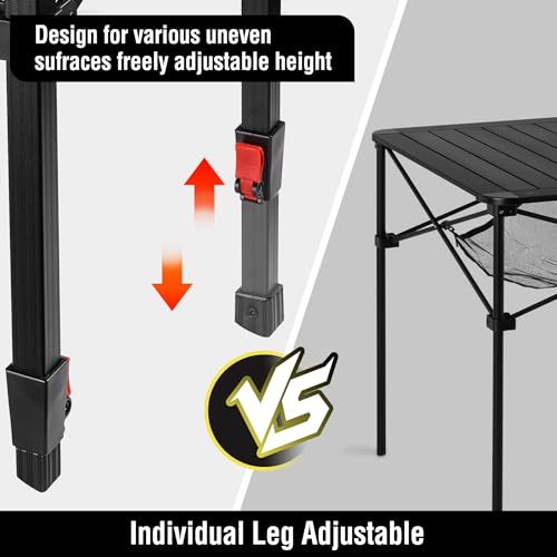 VILLEY Green Medium Folding Camping Table - Portable Aluminum Outdoor Square Table