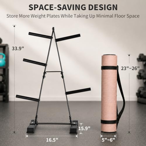 LIONSCOOL 500 lbs Heavy-Duty Weight Plate Tree Rack for 1" & 2" Plates
