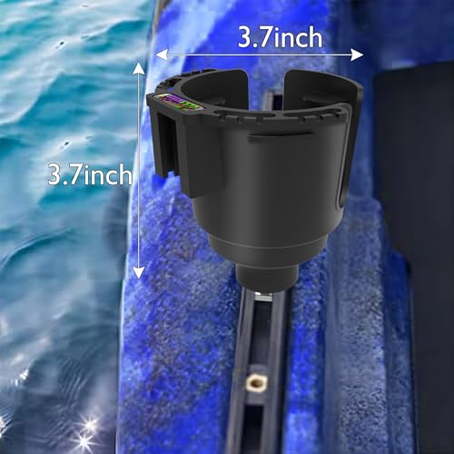 Kayak Cup Holder Track Mount - Large Black Non-Slip Lure Storage