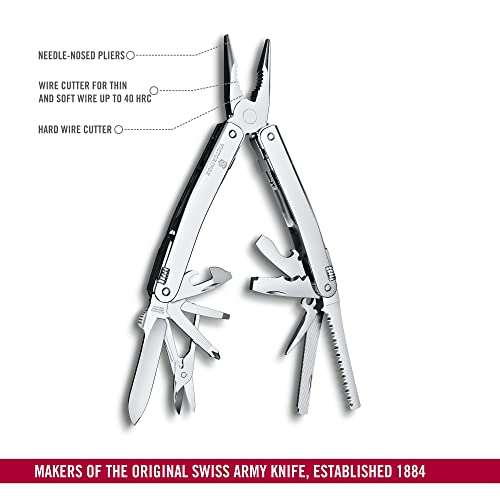 Swiss Multi-Tool with 24 Lockable Functions, One-Hand Blade, Pliers & Saws