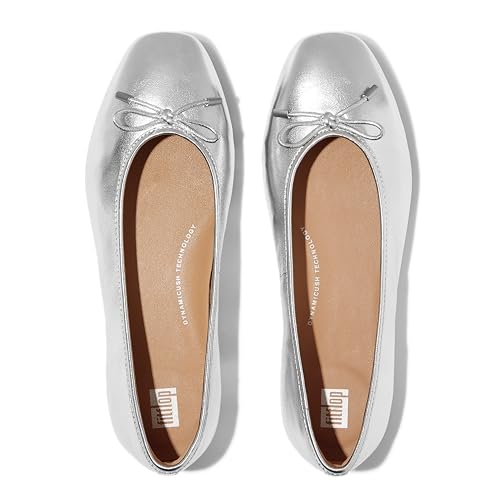 Women's Metallic Leather Mary Janes - Slim, Supportive & Comfortable - Size 10.5, Silver