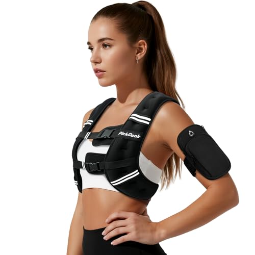 Weighted Vest for Men Women 10 lb Adjustable Fitness Training Vest with Phone Pouch - Black