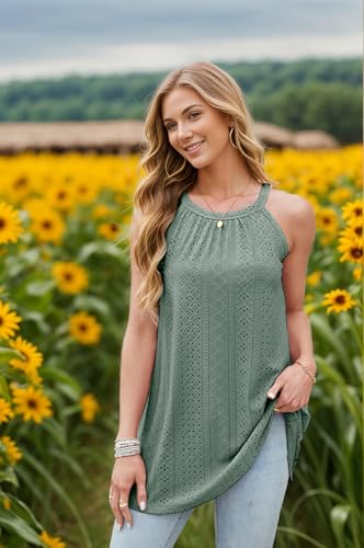WIHOLL Crochet Hollow Out Summer Swimsuit Cover Up for Women - Green, Medium