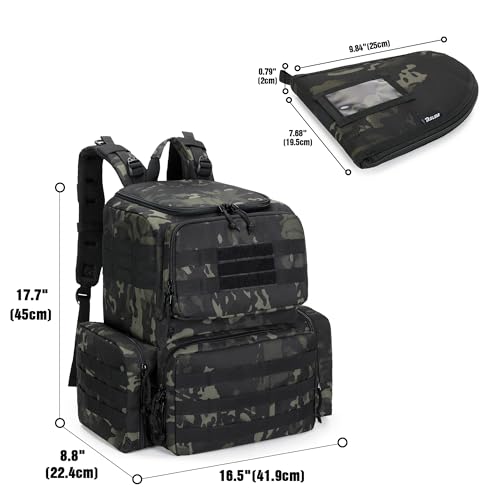 DSLEAF Camo Tactical Pistol Backpack with 6 Pistol Cases - Gun Range Bag