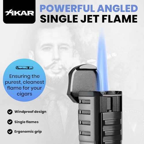 XIKAR Tactical Single-Jet Lighter Gunmetal & Black - Rugged Outdoor Flame