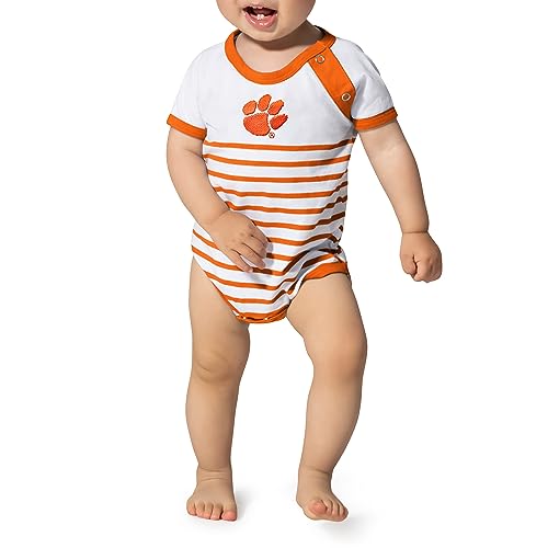 Clemson Tigers Little King NCAA Striped Romper with Shoulder Snap 12 Months