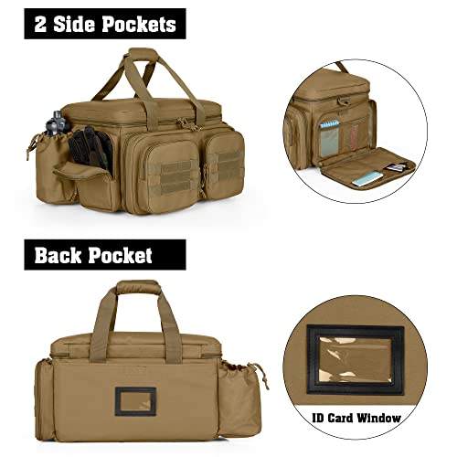 Khaki Gun Range Bag for 5 Handguns with Multiple Pockets & Molle Webbing