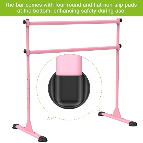 Pink 4ft Adjustable Freestanding Ballet Bar for Kids & Adults - Heavy Duty Dance & Yoga Equipment