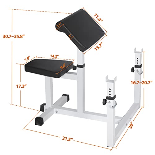 Preacher Curl Weight Bench with Adjustable Height, Heavy Duty 450LBS Capacity
