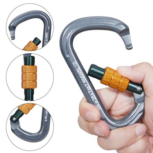 Heavy Duty Locking Carabiner Clips 28KN 6 Pack for Climbing Rescue & Outdoor Use