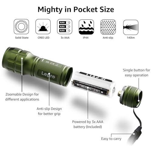 LED Flashlight Waterproof Focus Adjustable Handheld Torch - High Lumens Portable Light