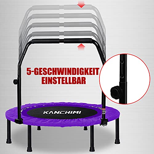 40 Inch Purple Foldable Mini Fitness Trampoline with Handle, Max Load 330lbs