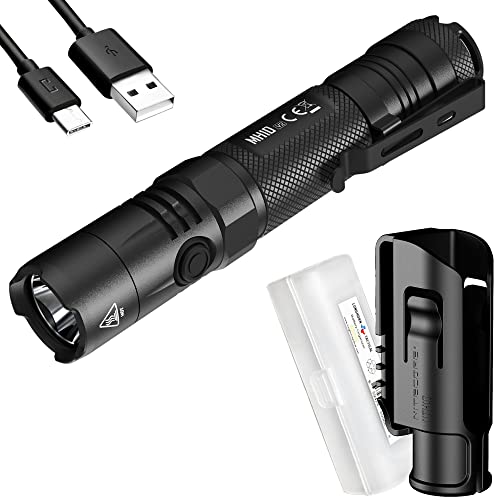 Rechargeable LED Tactical Flashlight 1200 Lumen, USB-C, Compact EDC Light