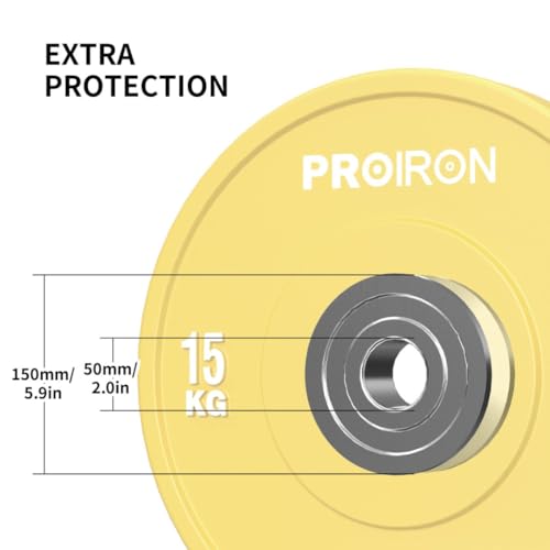 15KG Rubber Bumper Weight Plate for Olympic Barbell - Floor Protection & Shock Absorption