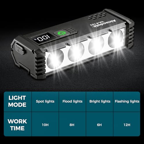 Super Bright Bike Lights 4800 Lumen USB Rechargeable with LCD Display Waterproof Front & Rear for Night Riding