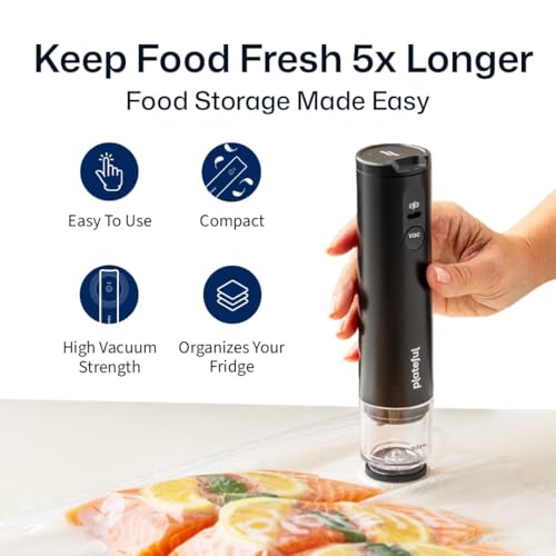 Plateful Handheld Vacuum Sealer with 30 Bags - Cordless Food Storage & Freshness Keeper