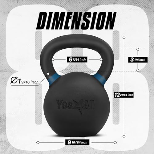 Deep Blue Powder Coated Kettlebell - 9 to 88 lb Cast Iron Workout Weights