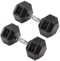 50 lbs Pair Rubber-Coated Hex Dumbbells for Home Gym & Strength Training