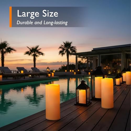 Homemory 12x5 Inch Waterproof Outdoor Flameless Candles with Remote Set of 4, Ivory