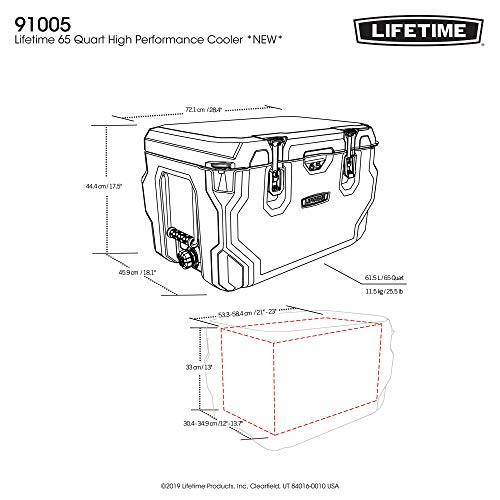 Lifetime 65 Quart Hard Cooler - Arctic White, Bear Resistant, Up to 8-Day Ice Retention
