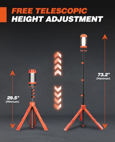 Saker Portable Camping Work Light with Stand & 12000mAh Battery - Model LD10 (Standard)