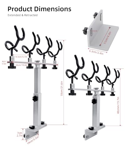 Adjustable 4-Rod Boat Track Mount Crappie & Trolling Fishing Rod Holder System
