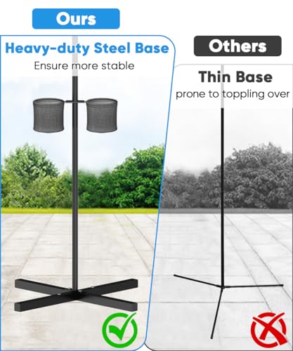 Queension Cornhole Score Keeper with Drink Holder - Black with Ground Base