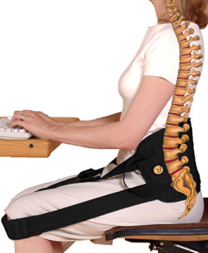 Nada-Chair Back-Up Support & Posture Corrector with CushShins - Black, Converts to Pouch Bag