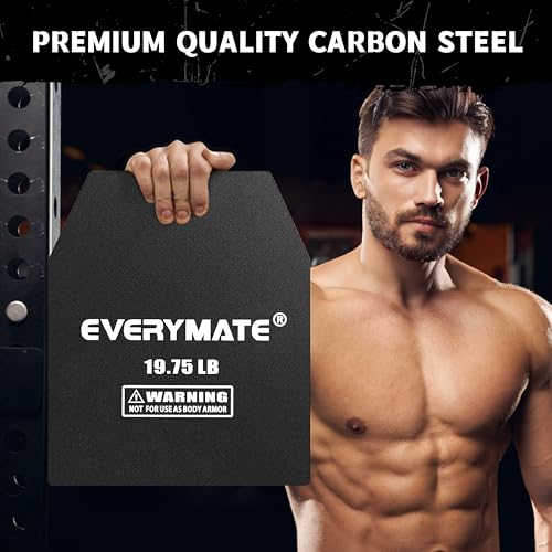 EVERYMATE 19.75LB Weighted Vest Plates - Contoured Fit for Training & WODs - Straight Pair