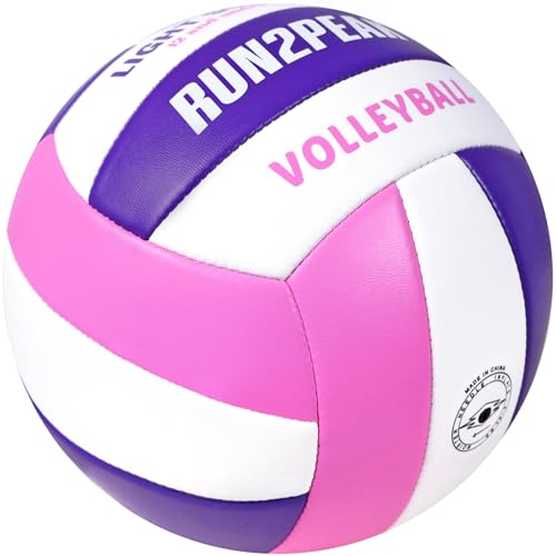 RUN2PEAK Light Soft Volleyball - Kids Youth Teen Indoor Outdoor Training - Purple/Pink/White