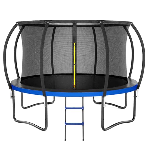 12/14/16FT Outdoor Trampoline with Safety Enclosure & Basketball Hoop - Kids & Adults Backyard Recreation