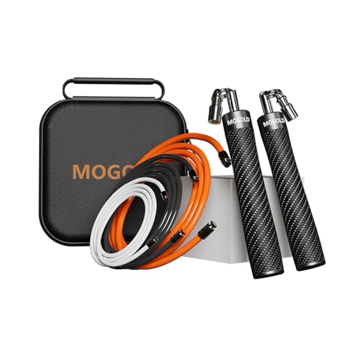 Weighted Jump Rope for Fitness - Interchangeable 1/5lb, 1/4lb & 1/2lb Heavy Rope - Black - Adjustable Length, Anti-Slip Handles