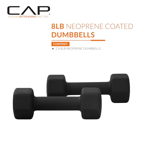 8 lb Pair Neoprene Dumbbells with Non-Slip Hex Design - CAP