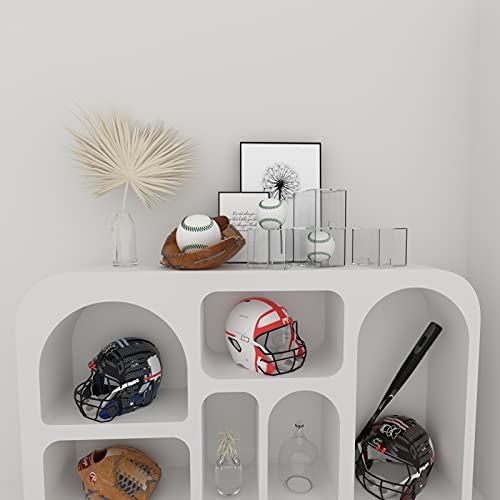 6 Pack Clear Acrylic Baseball Display Cases with Invisible Stand - Suitable for Official Size Balls & More