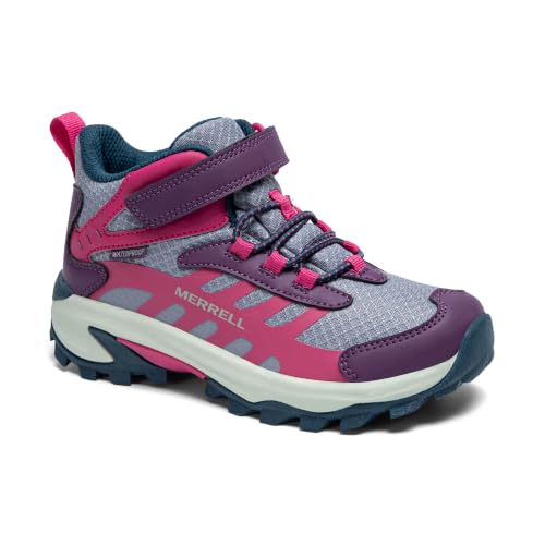 Kids Waterproof Hiking Shoes - Merrell Moab Speed 2 Mid A/C Big Kid Berry Navy