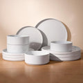 Famiware Nebula Dinnerware Set for 4 - White 12-Piece Dinner Plates, Salad Plates & Bowls