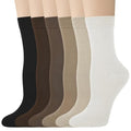 Justay Crew Socks for Women - Cute Knit Cotton Dress Socks, One Size, Dark Brown & Light Khaki