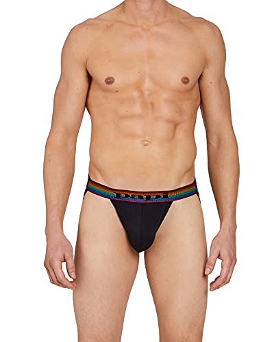 Men's 3-Pack Breathable Athletic Supporter Jockstrap Underwear - Large Lychee Blue Black