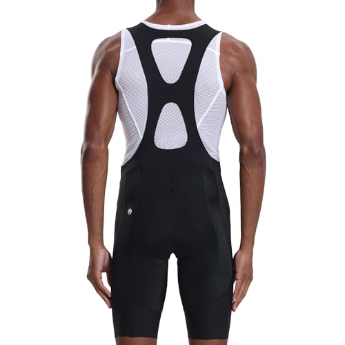 Men's Cycling Bib Shorts - Elastic Interface Padded Biking Shorts, Breathable, X-Large Black