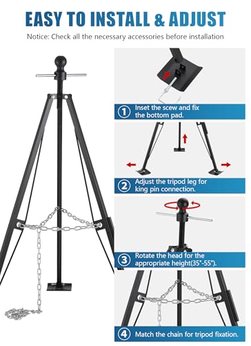 Swellisher 5th Wheel Gooseneck Tripod Stabilizer 5000lbs Load Adjustable Height 35-55" Heavy Duty RV Jack