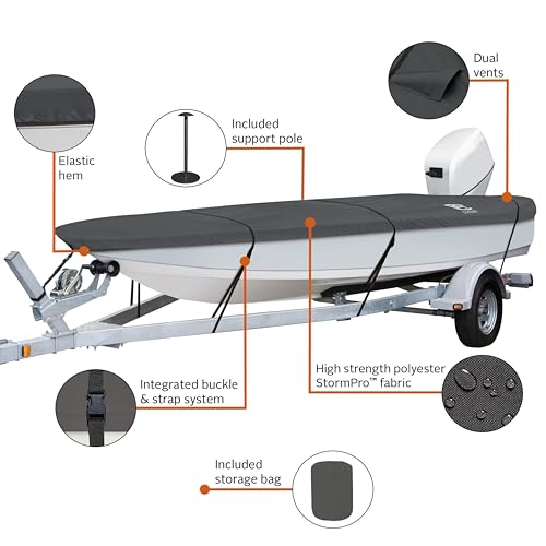 Classic Accessories StormPro Heavy-Duty Boat Cover 12'-14' L x 68" W Charcoal